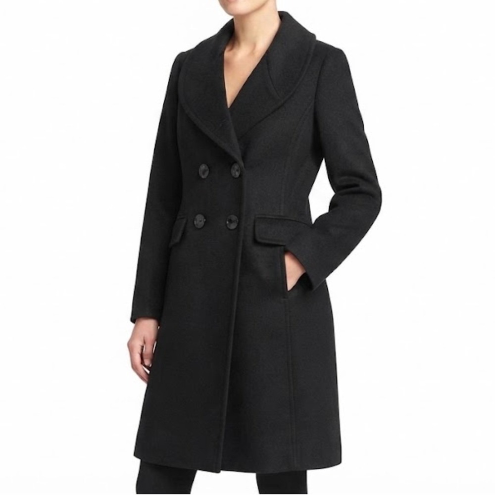 Calvin Klein 100% Super Fine Wool Pea Coat Women's 12 Gray Winter NEW